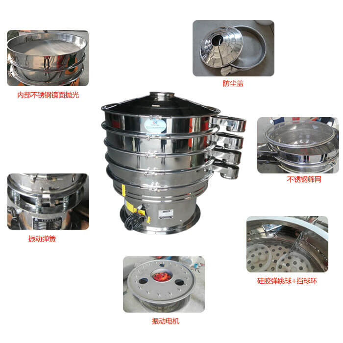 食品振動(dòng)篩部件：防塵蓋，不銹鋼篩網(wǎng)，鏡面拋光展示