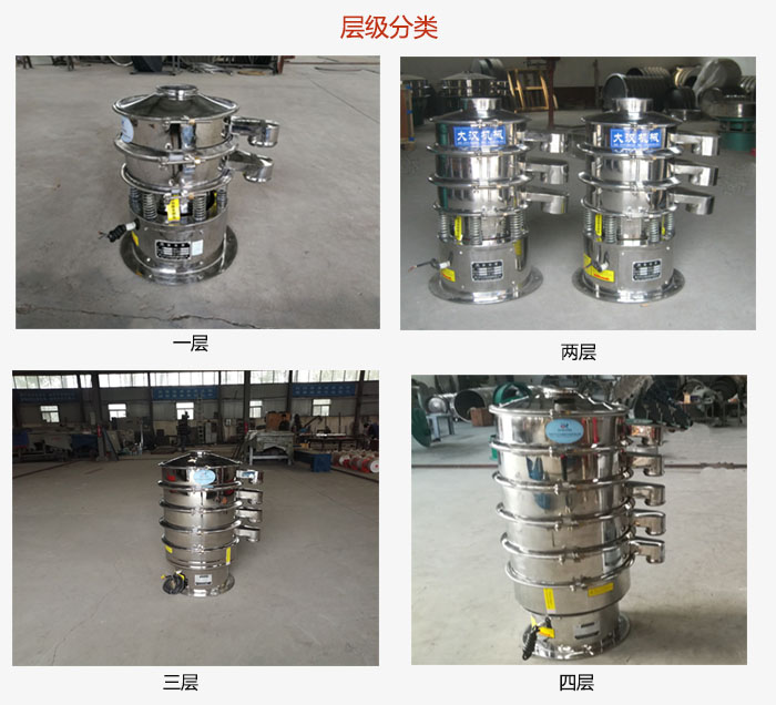 小型不銹鋼振動(dòng)篩層級(jí)展示：一層，兩層，三層，四層等。