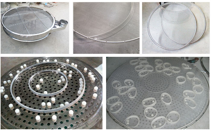 旋振篩換網(wǎng)1，去除舊網(wǎng)。2，將新的篩網(wǎng)平鋪在網(wǎng)架上。3，用束環(huán)固定篩網(wǎng)。3，拉緊篩網(wǎng)并擰緊束環(huán)，換網(wǎng)完成。