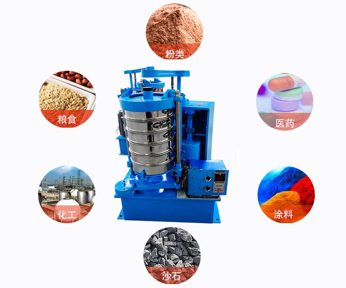 拍擊式標(biāo)準(zhǔn)振篩機(jī)適用范圍：粉狀，醫(yī)藥，糧食，石沙，化工，涂料等