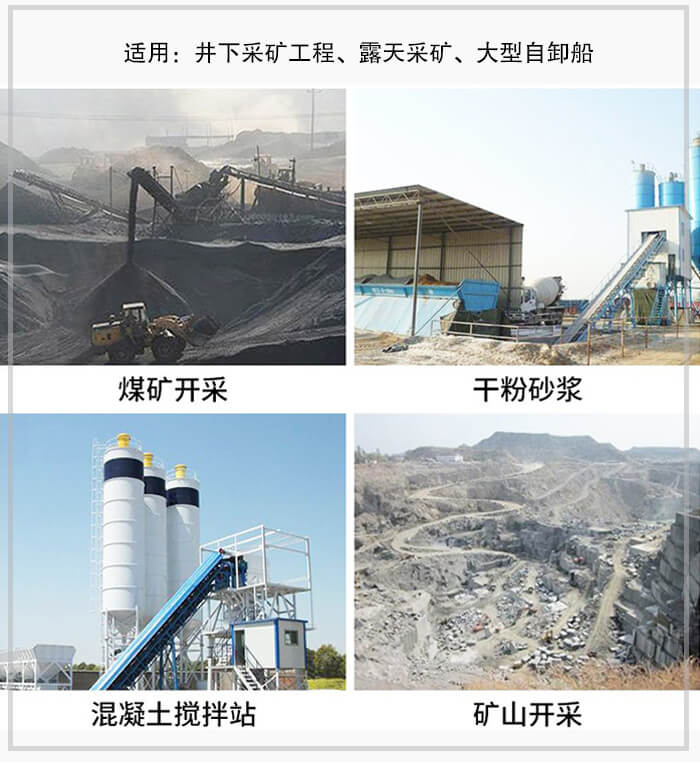 大傾角皮帶輸送機(jī)適用于煤礦開采，混凝土攪拌站，干粉砂漿，礦山開采等行業(yè)中。