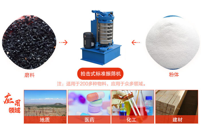 拍擊篩適用于多種物料顆粒狀，粉狀，不規(guī)則物料的篩分。
